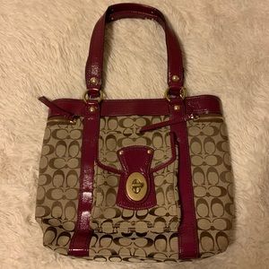 Big monogram purple & brown COACH tote/shoulderbag